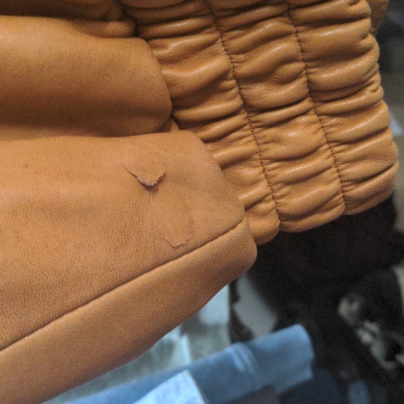 Vintage Brown Cognac Leather Bomber Pockets Jacket - Picture 12 of 12